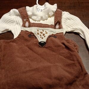 Girls brown dress with cream shirt size 2